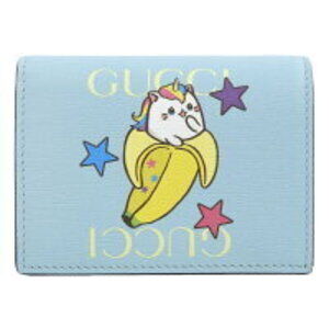 Gucci Compact Wallet Bananya Rainbow Stars Blue Leather